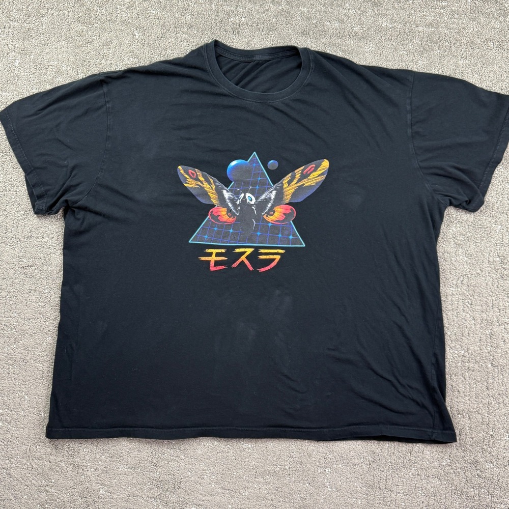 Moth Japanese Graphic T Shirt Black Oversized 60" Chest Y2K Streetwear